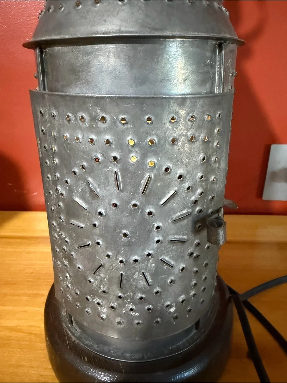 Vintage Revere Tin Punched Table Lamp